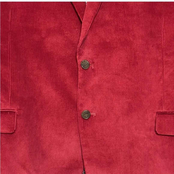 Saddlebred Red Corduroy Holiday Sport Jacket 2 Button Blazer Size 42R - Picture 12 of 14